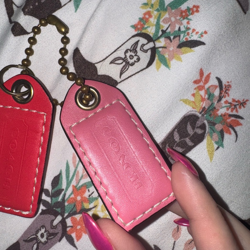 Coach Red and Pink Keychain/Tag Set - Picture 3 of 6